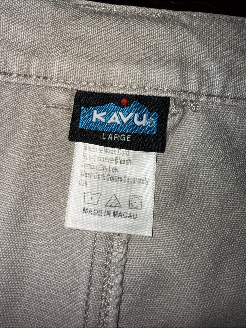Kavu Chili Lite Belted Cotton Shorts Hiking Outdoors Climbing Beige Tan Mens L